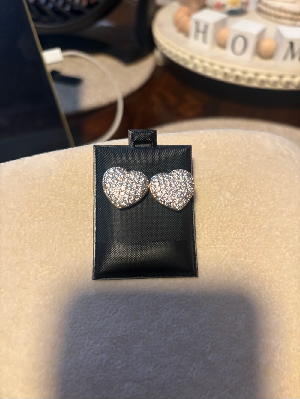 Sparkling Heart Stud Earrings - Clear Crystal
